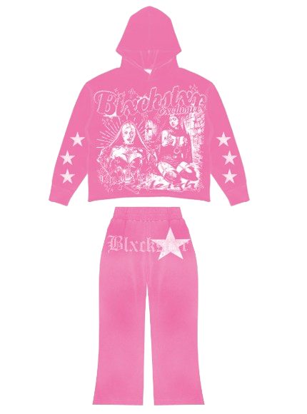 Blxckstxr "Velour X Hoodie" Pink Set