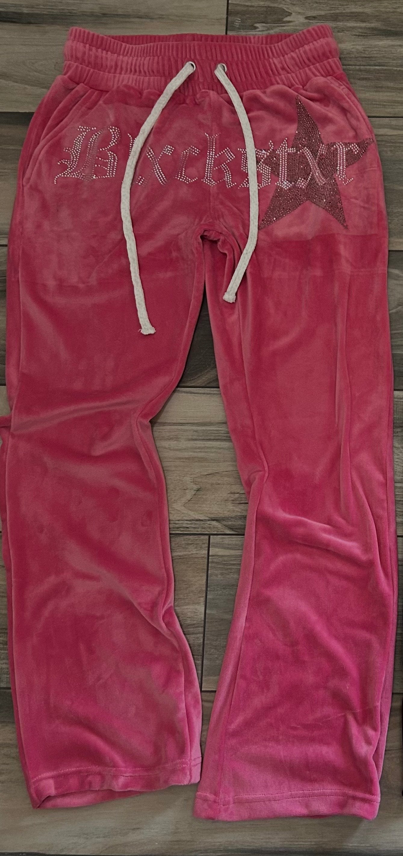 Blxckstxr "Velour Pink Star" Pants